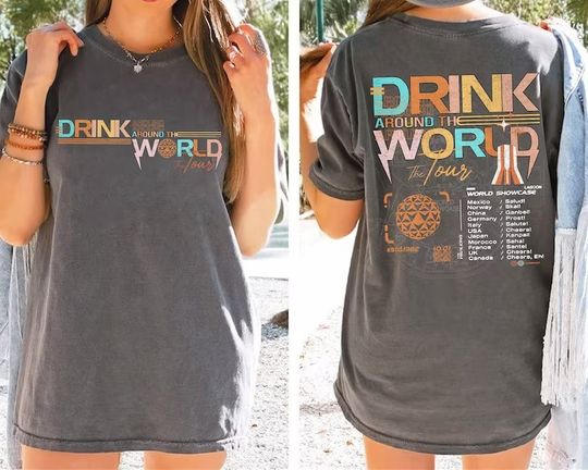 Retro Drink Around The World Tour Comfort Colors Shirt, Epcot World Showcase, Epcot World Tour 1982 Shirt Epcot Drink Around the World Shirt