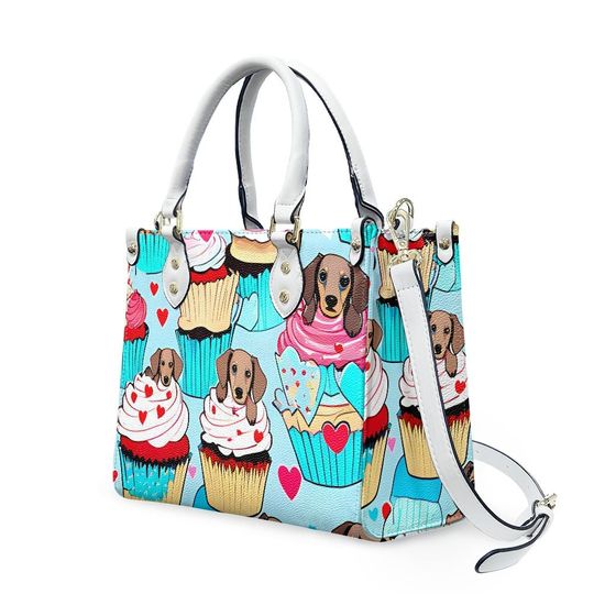 dachshund cupcake Leather Bags, Dog Lover Gift