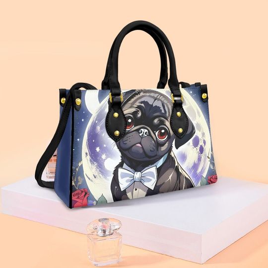 Pug moon Leather Bags, Dog Lover Gift