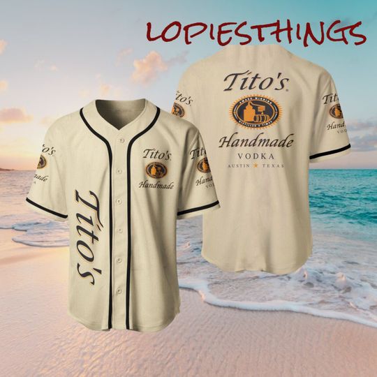 Summer Vacation Beige Tito's  Baseball Jersey Shirt