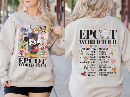 Vintage Disney Epcot World Tour Shirt, Drink Around The World Traveler Sweatshirt, Disneyland Family Matching T-Shirt, Disney World Trip Tee