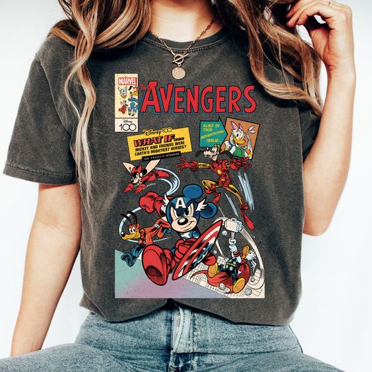 Comfort Colors Mickey Mouse & Friends Avengers Comics Book Shirt, Avengers Shirt, Superhero Family Shirt, WDW Magic Kingdom
