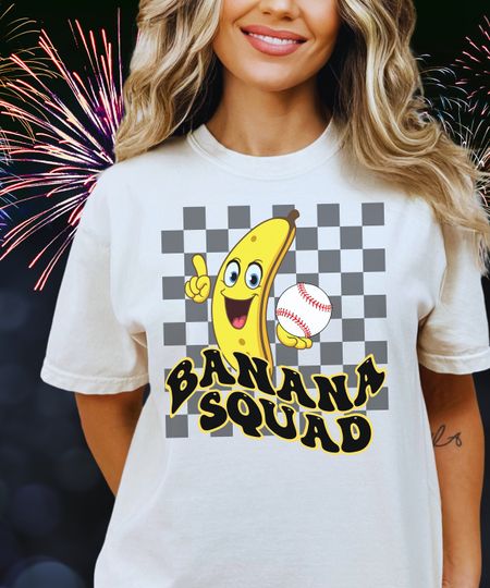 Savannah Banana baseball disco squad mama shirt, trending now fruit baseball team checkerboard banana savannah gameday funny baseball shirt