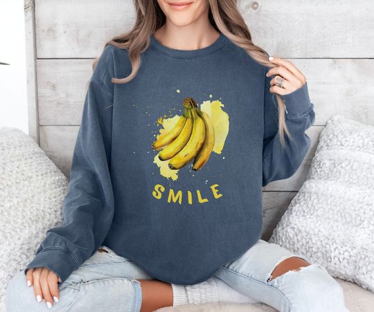 Comfort Colors Banana Sweatshirt | Vintage Unisex Sweatshirt | Graphic Sweatshirt | Watercolor Print Sweatshirt | Banana Sweatshirt |Vintage