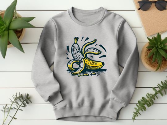 Banana Sweater. Banana Gift. Funny Sweater. Humor Gift. Comedy Sweater. Laugh Gift. Funny Fruit. Peel Out Sweat. Slip Sweatshirt