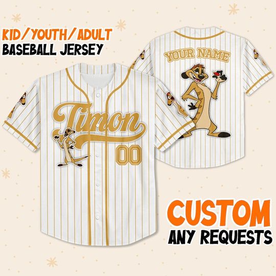 Custom Disney The Lion King Timon Simple Stripe Baseball Jersey