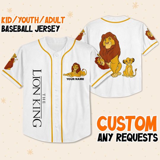 Custom Disney The Lion King Father and Son Simple Baseball Jersey