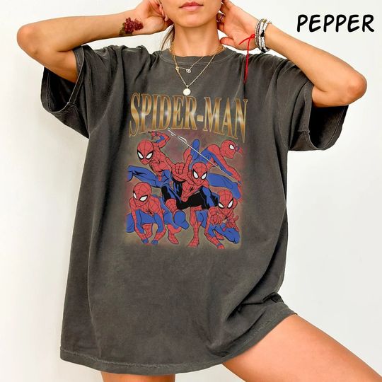 Vintage 90s Spiderman Comfort Colors Shirt, Spiderman Bootleg Shirt, Peter Parker Shirt, Marvel Superhero Shirt, Avengers Shirt