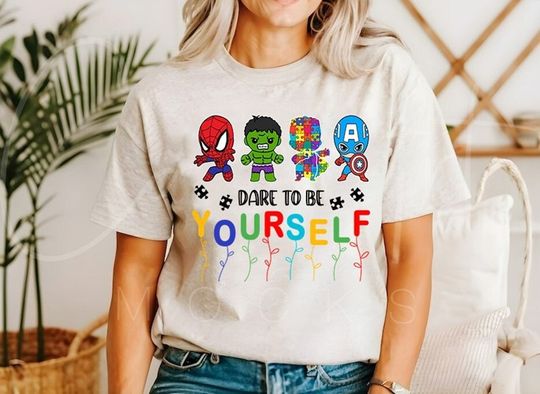 Autism Superheroes Kid Shirt, Dare To Be Yourself, Puzzle Piece Autism Shirt,  Autism Kids Shirt, Autism Superhero Shirt