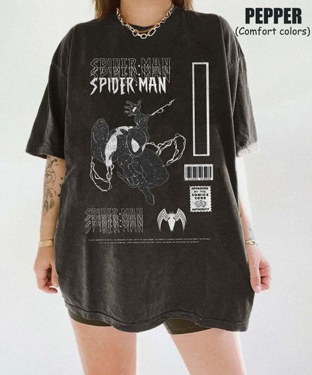 Vintage 90s Black Suit Spidey Comfort Colors Shirt, Retro Spider- Man Shirt, Superhero Shirt, Marvel Comics Shirt, Marvel Spiderman tshirt