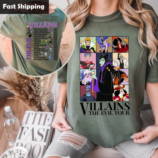 Villains The Evil Tour Shirt, Maleficent Shirt, Princess Shirt, Bad Queen Shirt, Cartoon Characters Shirt, Family Vacation