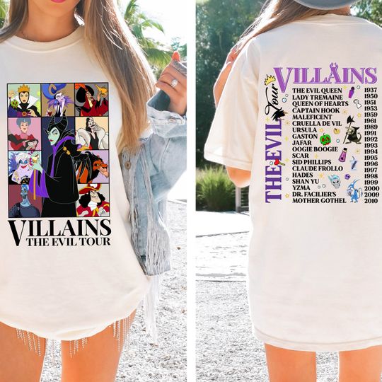 Comfort Colors Disney Villains The Evil Tour Shirt, Disney Maleficent Shirt, Disney Shirt, Disney Princess Shirt, Disney Family Shirt