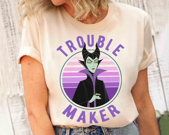 Disney Villains Maleficent Trouble Maker Retro Shirt, Sleeping Beauty Aurora Tee, Walt Disney World Resort Family Holiday Matching Gift