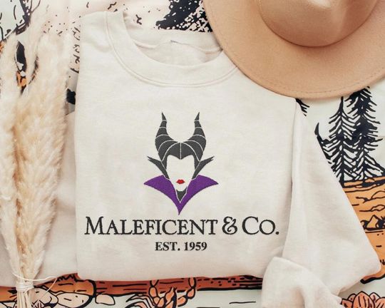 Maleficent Co Est 1959 Villains Embroidery Sweatshirt, Embroidered Sweatshirt, 2024 Family Trip Customize Embroider Sweater Gifts