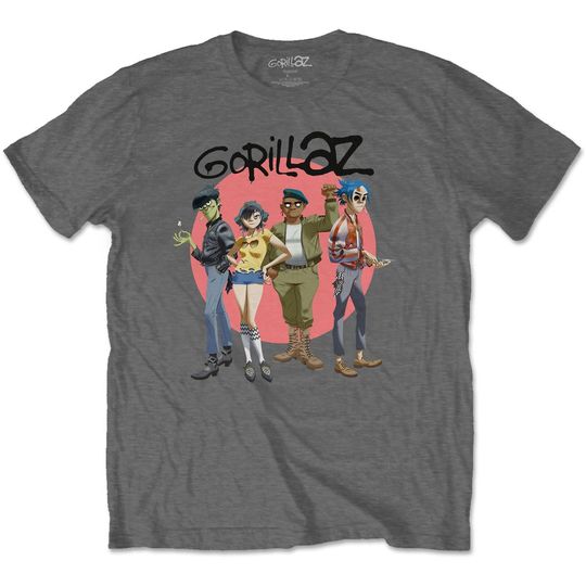 Vintage T-Shirt - Gorillaz Unisex Top Group Circle Rise Design '90s Classic Rock Retro Tee