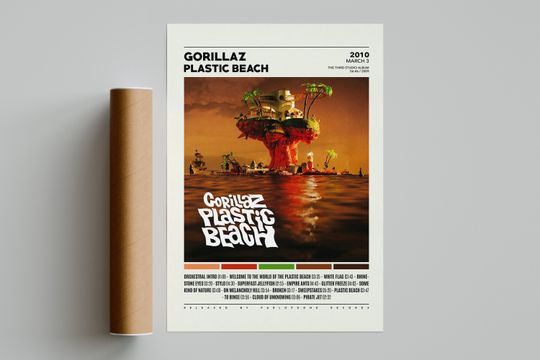 Gorillaz Posters / Plastic Beach Poster / Album Cover Poster, Home Decor, Gorillaz, Demon Days, Plastic Beach