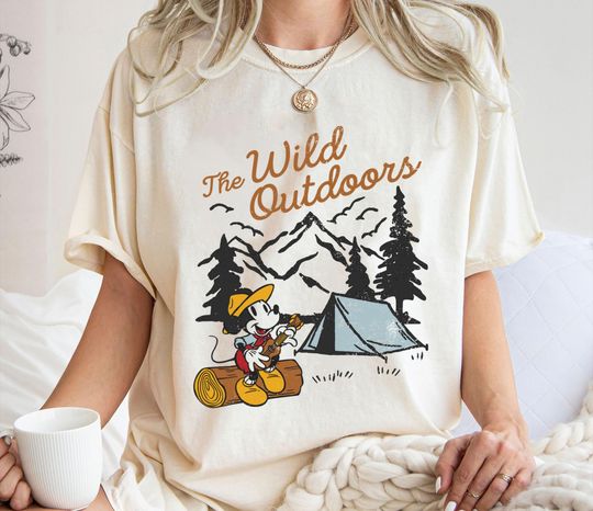 The Wild Outdoors Shirt, Mickey Camper T-Shirt, Camping Life Tee