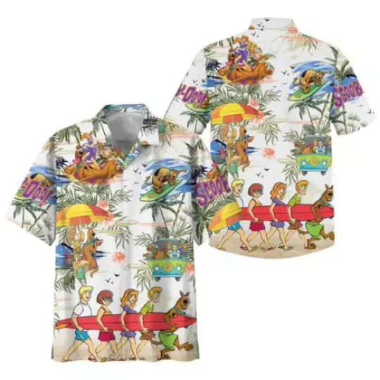 Scooby Doo Characters Go Surfing On The Beach 3D HAWAII SHIRT