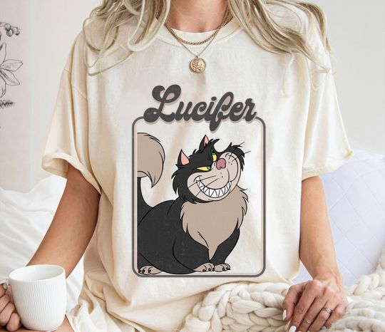 Lucifer Cat Vintage Y2k Style Shirt, Cinde T-shirt,  Disney Cats Tee