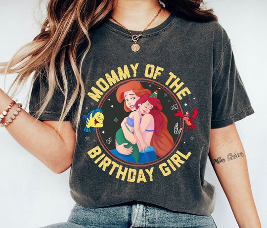 Queen Athena & Ariel Shirt, Mommy of The Birthday Girl Shirt