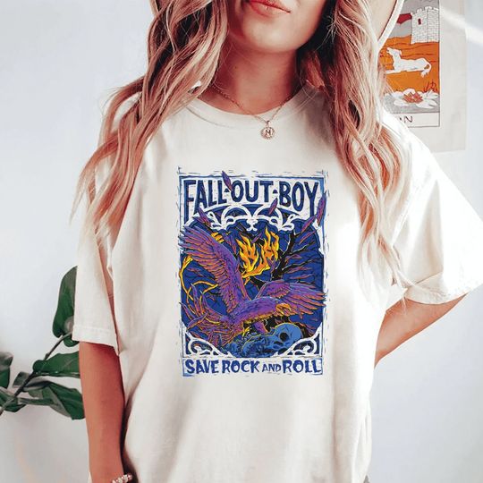 Fall Out Boy Fire Skeleton Logo Natural Shirts Unisex