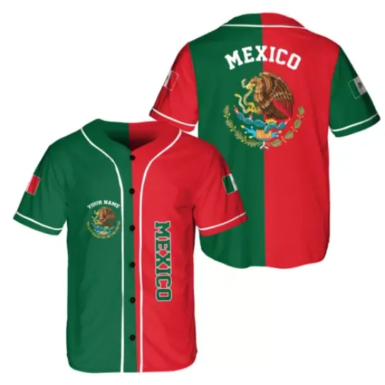 Mexico All-over Print Unisex Baseball Jersey, Custom Name, Mexico Jersey