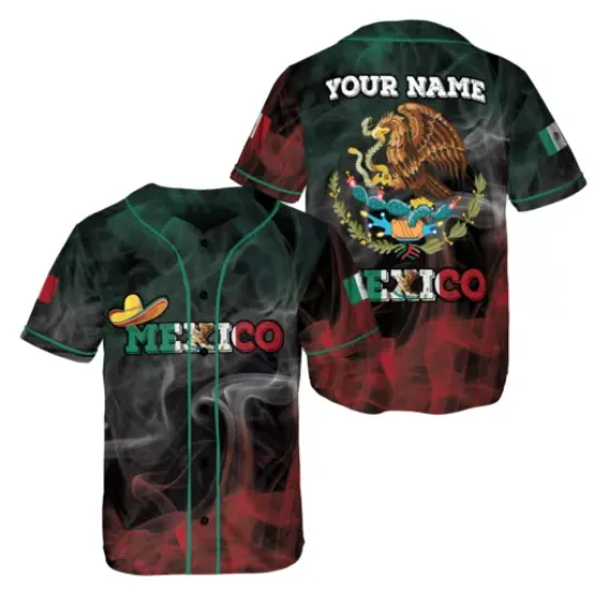 Mexico All-over Print Unisex Baseball Jersey, Custom Name, Mexico Jersey