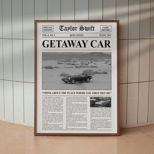 Getaway Car Midnights Album Cover Poster / Newspaper Article Poster, Home Decor, Wall Art Print