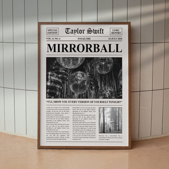 Mirrorball Midnights Album Cover Poster / Newspaper Article Poster, Home Decor, Wall Art Print
