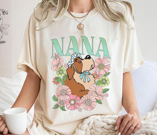 Retro Nana Dog Floral Shirt, Peter Pan T-Shirt