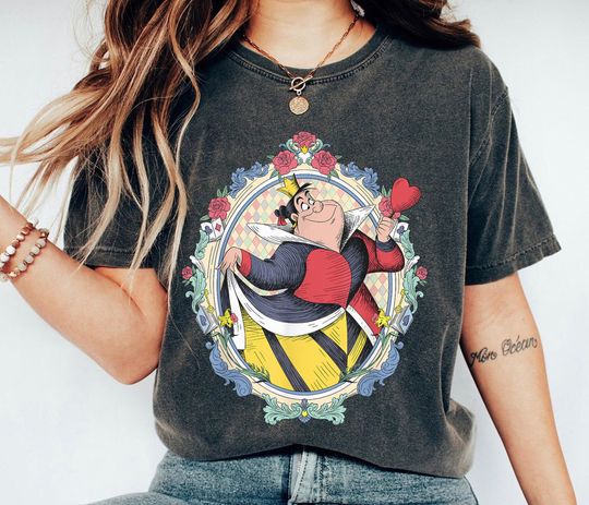 Queen of Hearts Wonderland Illustrated Style Shirt, Alice in Wonderland T-shirt