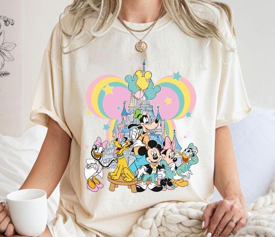 Mickey And Friends Balloons Shirt, Disney Castle T-shirt, Family Vacation