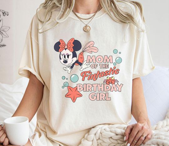 Mom of the Birthday Girl Shirt, Minnie Mouse Mermaid T-shirt