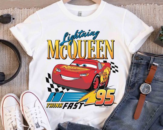 Disney Pixar Lightning McQueen Think Fast 95 Graphic T-shirt