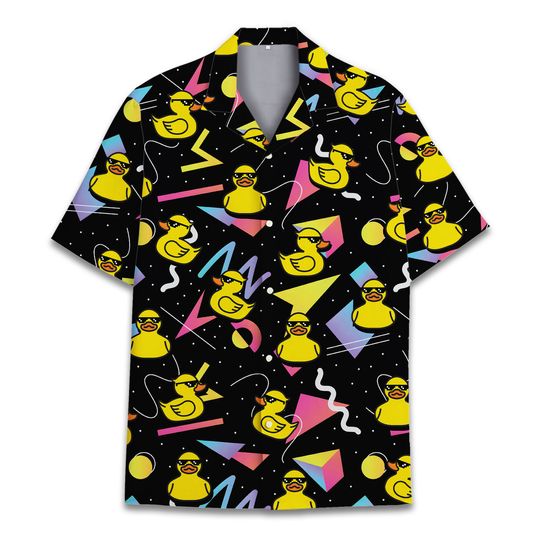 Retro Duck Hawaiian Shirts, Graphic 80s 90s Retro Shirt