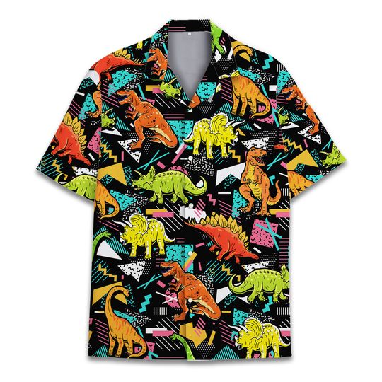 Retro Dinosaur Hawaiian Shirts for Men Women, Dinosaur Summer Aloha Outfit