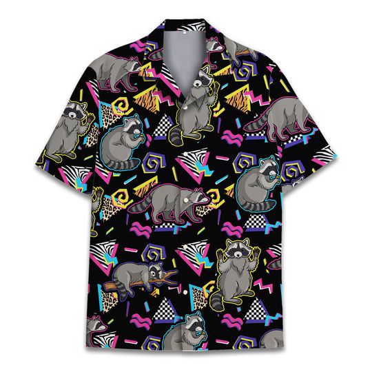 Retro Raccoon Hawaiian Shirt For Men Women