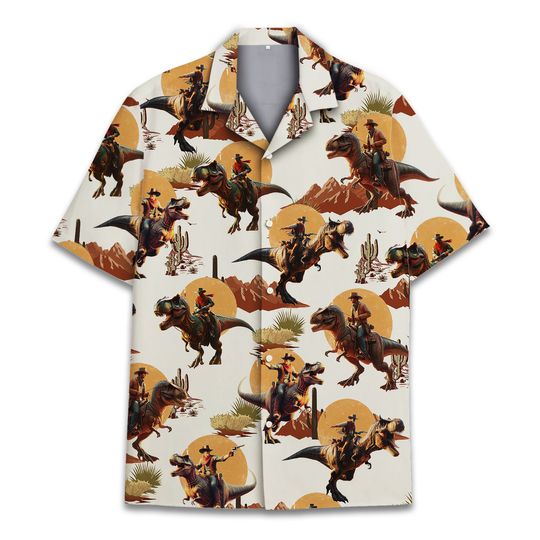 Retro Cowboy Mens Hawaiian Shirt Button Down