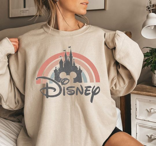 Disney Rainbow Castle Sweatshirt ,Disney Family Sweatshirt, Disney Castle Sweatshirt, Disney Retro Sweatshirt,Disneyworld Sweatshirt