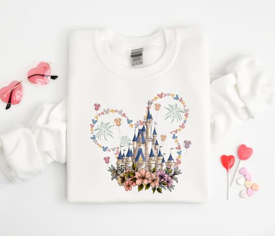 Floral Disney Castle Sweater, Magical Kingdom Sweatshirt, Floral Mickey Castle Sweatshirt, Disney Garden Festival Sweatshirt, Floral Castle