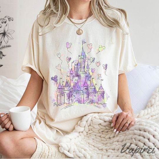 Disney Watercolor Castle Comfort Colors Shirt, Pretty Watercolor Castle Sweatshirt, Watercolor Magical Kingdom Shirt, Disney Castle Shirt