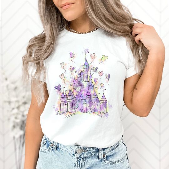 Disney Watercolor Castle Shirt, Pretty Watercolor Castle T-shirt, Disney Trip Shirt, Disney Women Tee, Disney Matching Tee