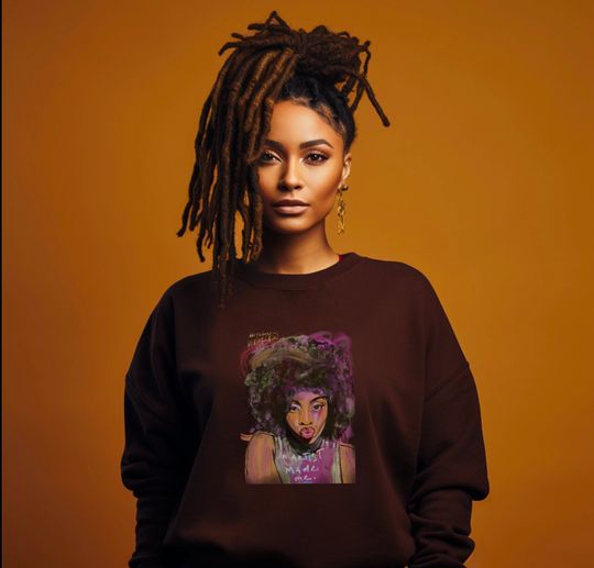 She attracts your attention with this melanin skin tone Unisex Crewneck Sweatshirt black women power cool sweat shirt cute girl shirt