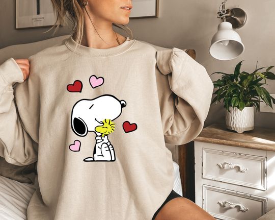 Hugging Snoopy Valentine Shirt, Cute Valentine Sweatshirt, Snoopy Valentine's Day Love Shirt, Snoopy Shirt, Snoopy Love Shirt, Couple Shirt