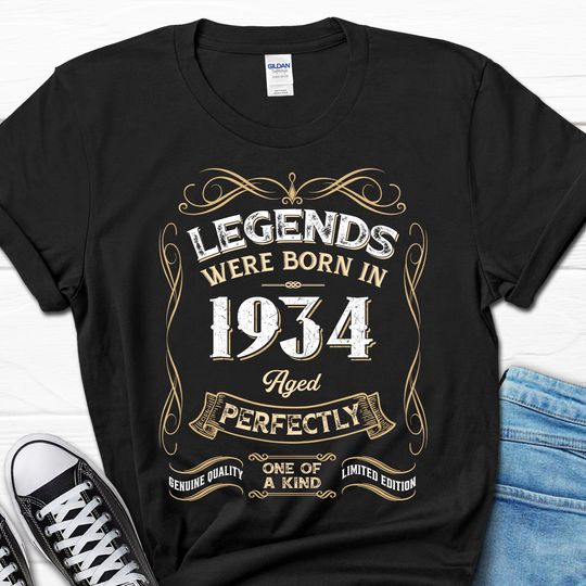 90th Birthday T-Shirt For Men, Legends Were Born In 1934 Gift, 90 Years Old Men's Gifts, Husband Birthday Shirt, Turning 90 Tee For Him
