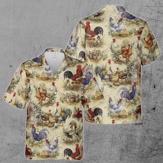 Funny Rooster Chicken Cock Farmhouse Lover Gift Hawaiian Shirt