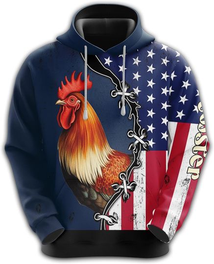 Unisex Hoodie 3D Print Rooster Famer Love Chicken Pullover Hooded Hoodies