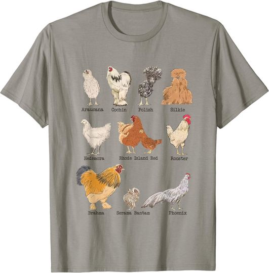 Vintage Chicken Breeds Farm Animals Day Support Local Farmer T-Shirt