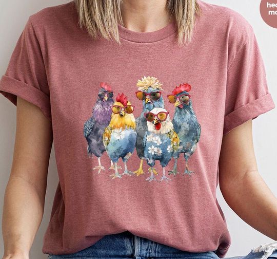 Funny Chickens Shirt, Animal T-Shirt, Farm Gift for Women, Cute Farmer Outfit, Country T-Shirt