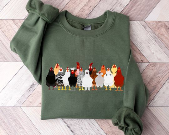 Chicken Sweatshirt, Mothers Day Chicken Sweatshirt, Women Chicken Sweatshirt, Love Chickens, Animal Sweatshirt